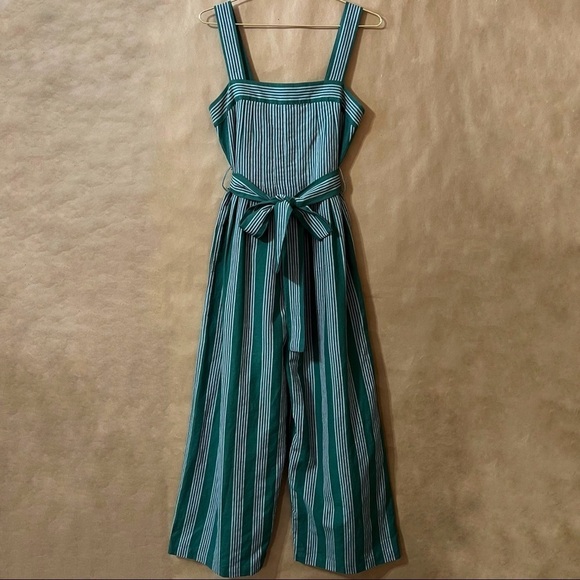 Anthropologie | NWOT Payal Pratap Calypso Stripe Linen Wide Leg Jumpsuit Size 0 - Picture 1 of 15